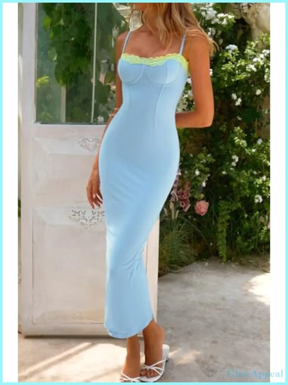 Spaghetti Strap Floral Mesh Bodycon Maxi Dress Summer Wedding Guest